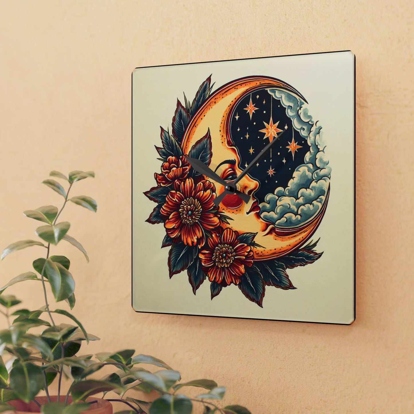 Celestial Floral Acrylic Wall Clock | Boho Home Decor | Starry Night Wall Art | Gift for Astrology Lovers, Moon Phase Decor, Unique [...]