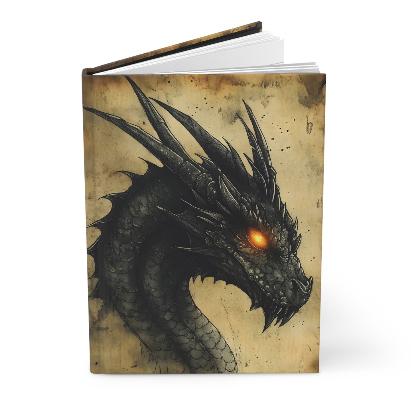 Fiery Eye Black Dragon Hardcover Journal | Matte Fantasy Notebook