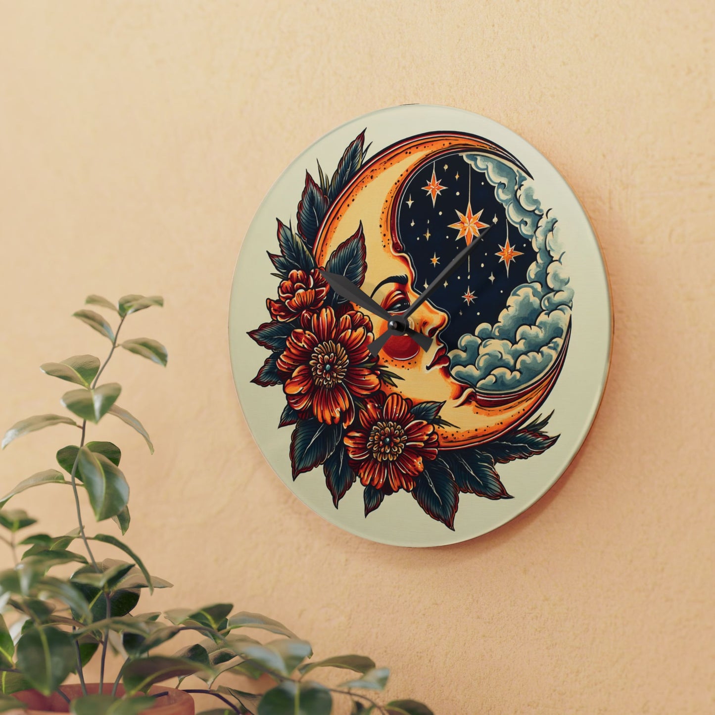 Celestial Floral Acrylic Wall Clock | Boho Home Decor | Starry Night Wall Art | Gift for Astrology Lovers, Moon Phase Decor, Unique [...]