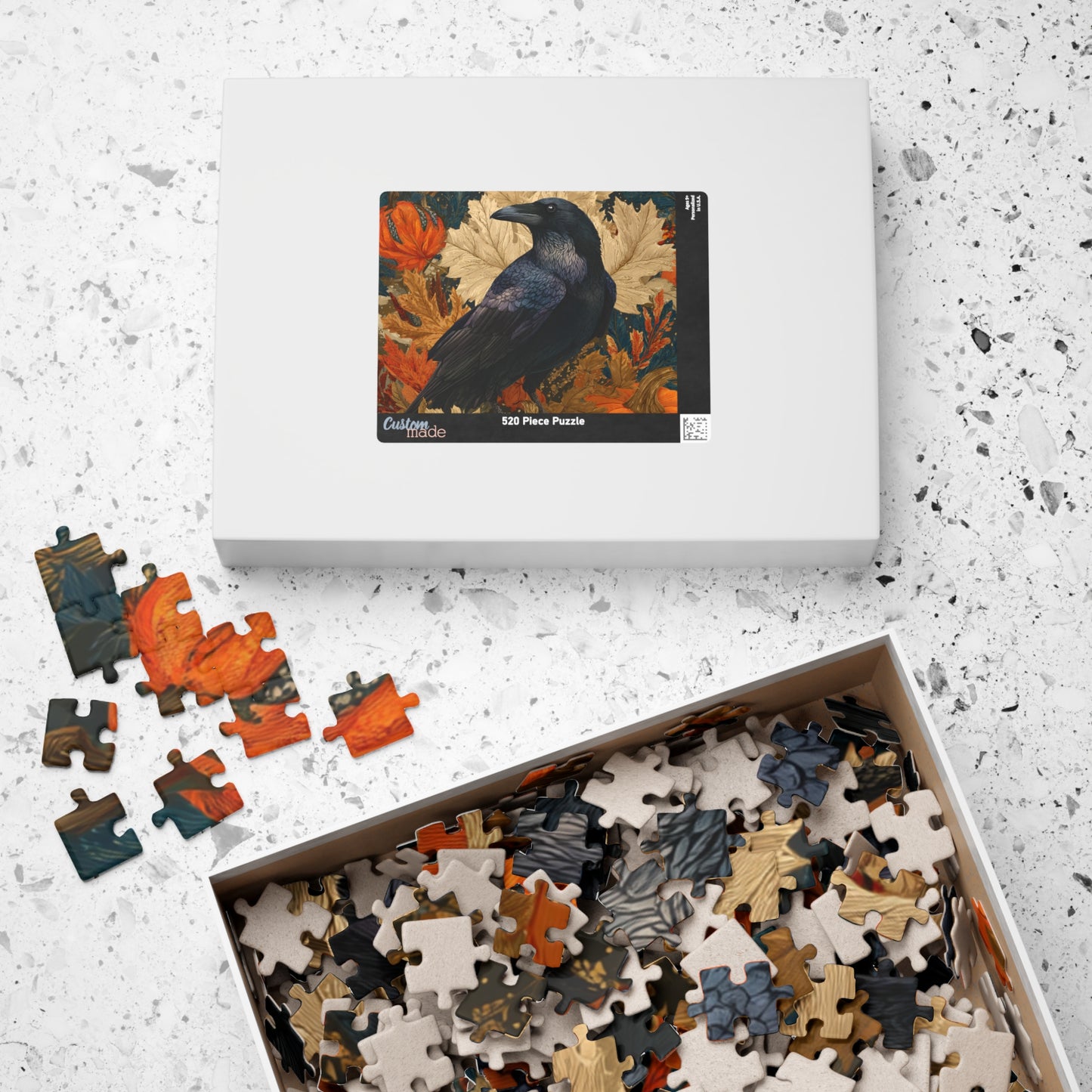 Raven on Autumn Pumpkins Puzzle
