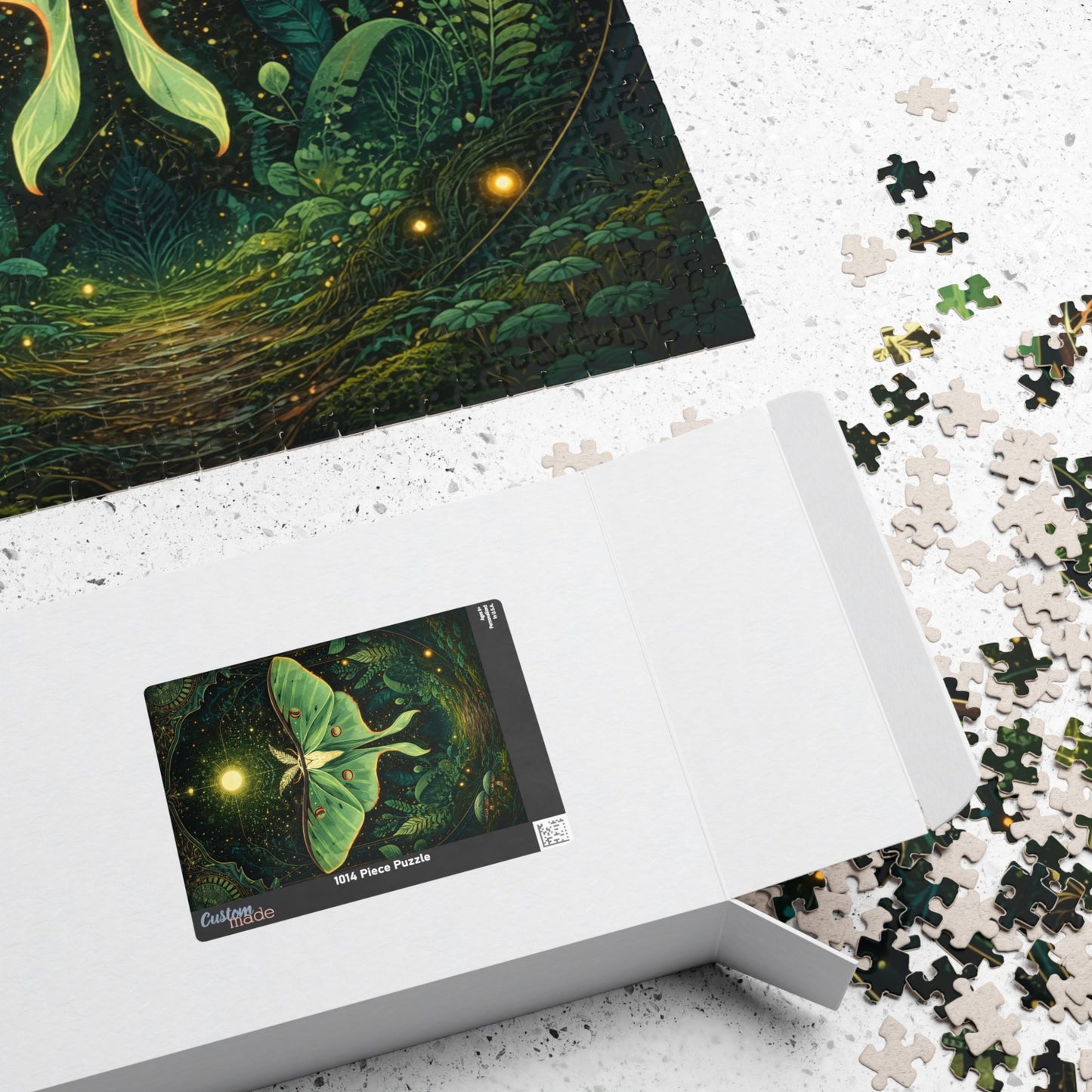 Luna Moth Tarot Illustration Puzzle | Moon Moth & Stars Jigsaw Puzzle