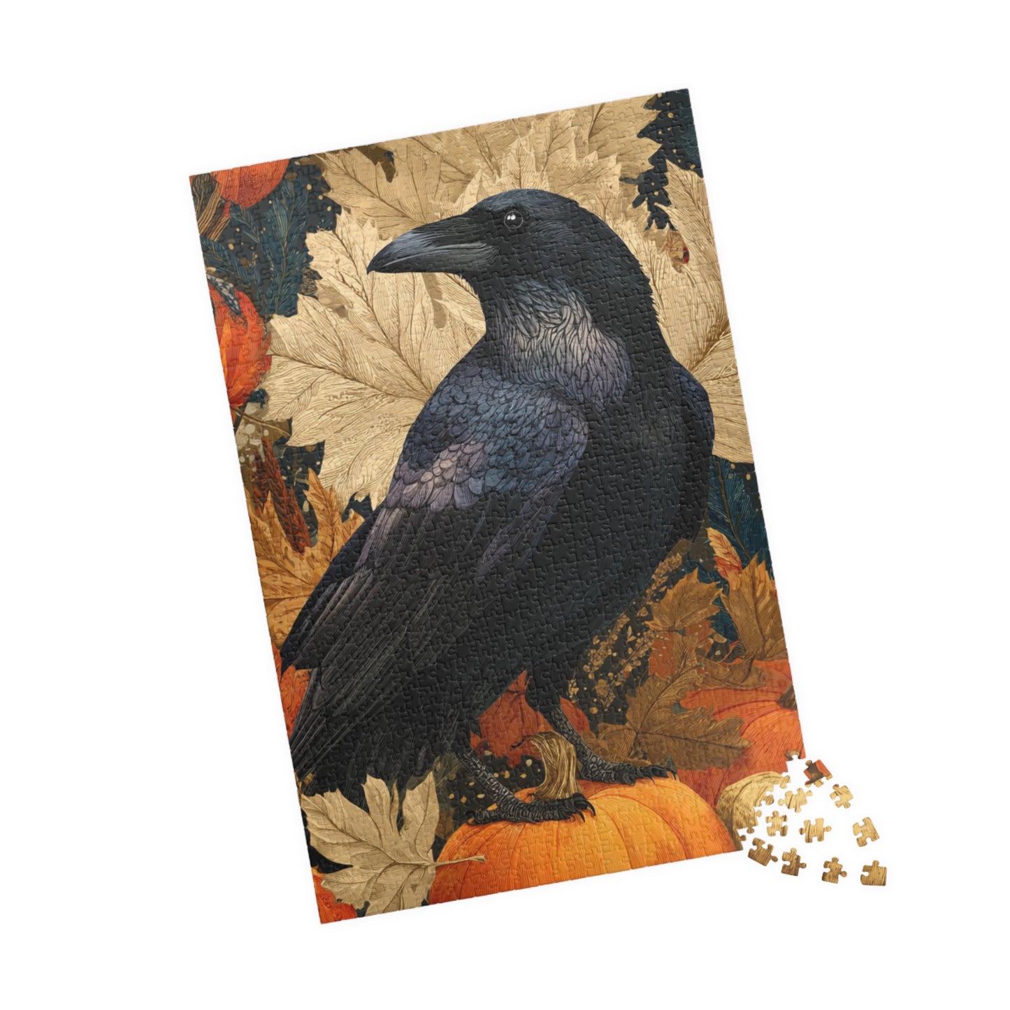 Raven on Autumn Pumpkins Puzzle