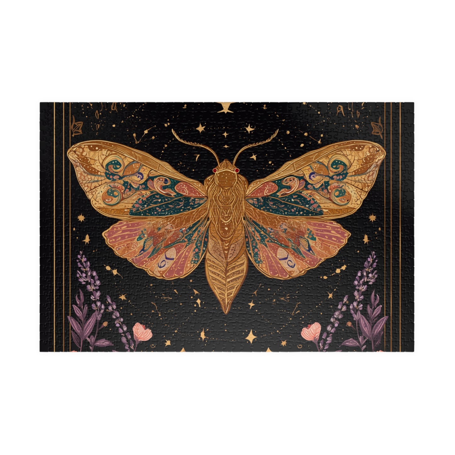 Golden Moth Tarot Illustration Puzzle | Moon & Stars 520-Piece Jigsaw