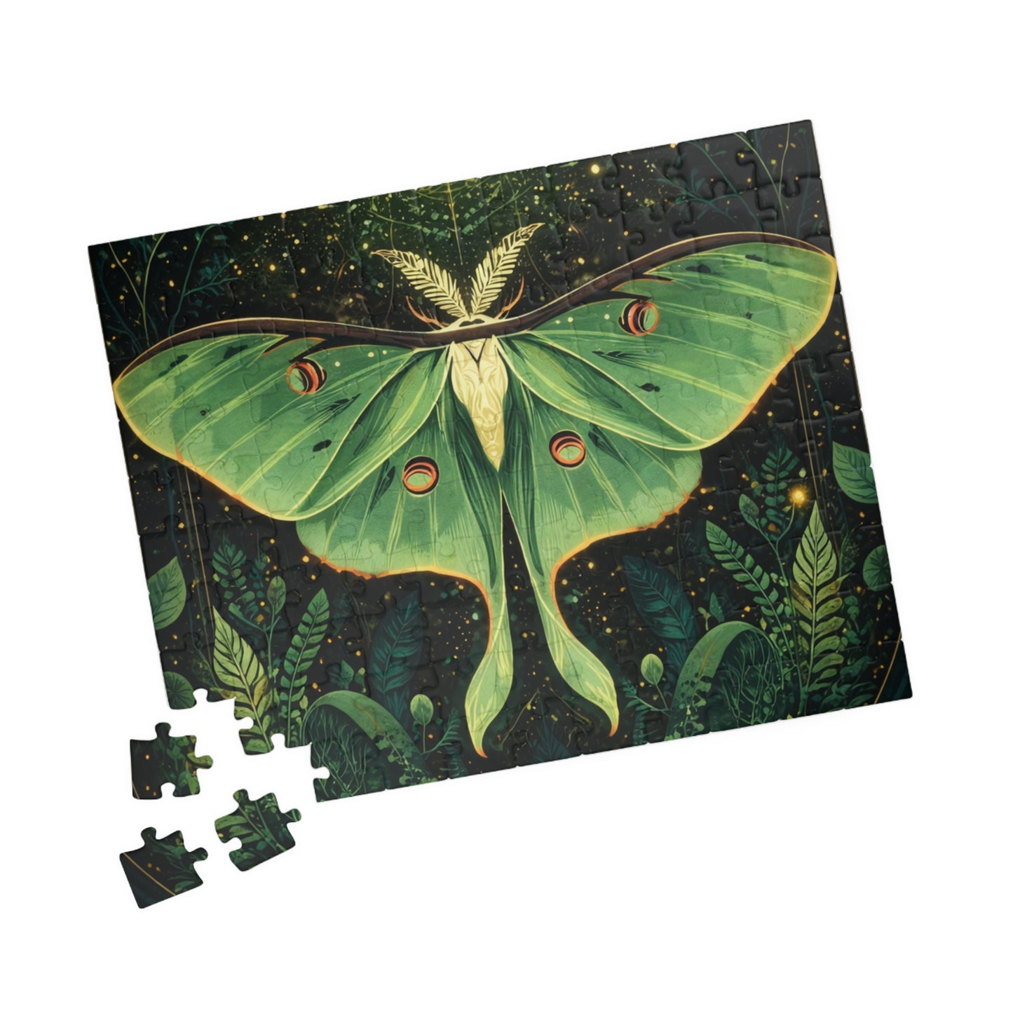 Luna Moth Tarot Illustration Puzzle | Moon Moth & Stars Jigsaw Puzzle