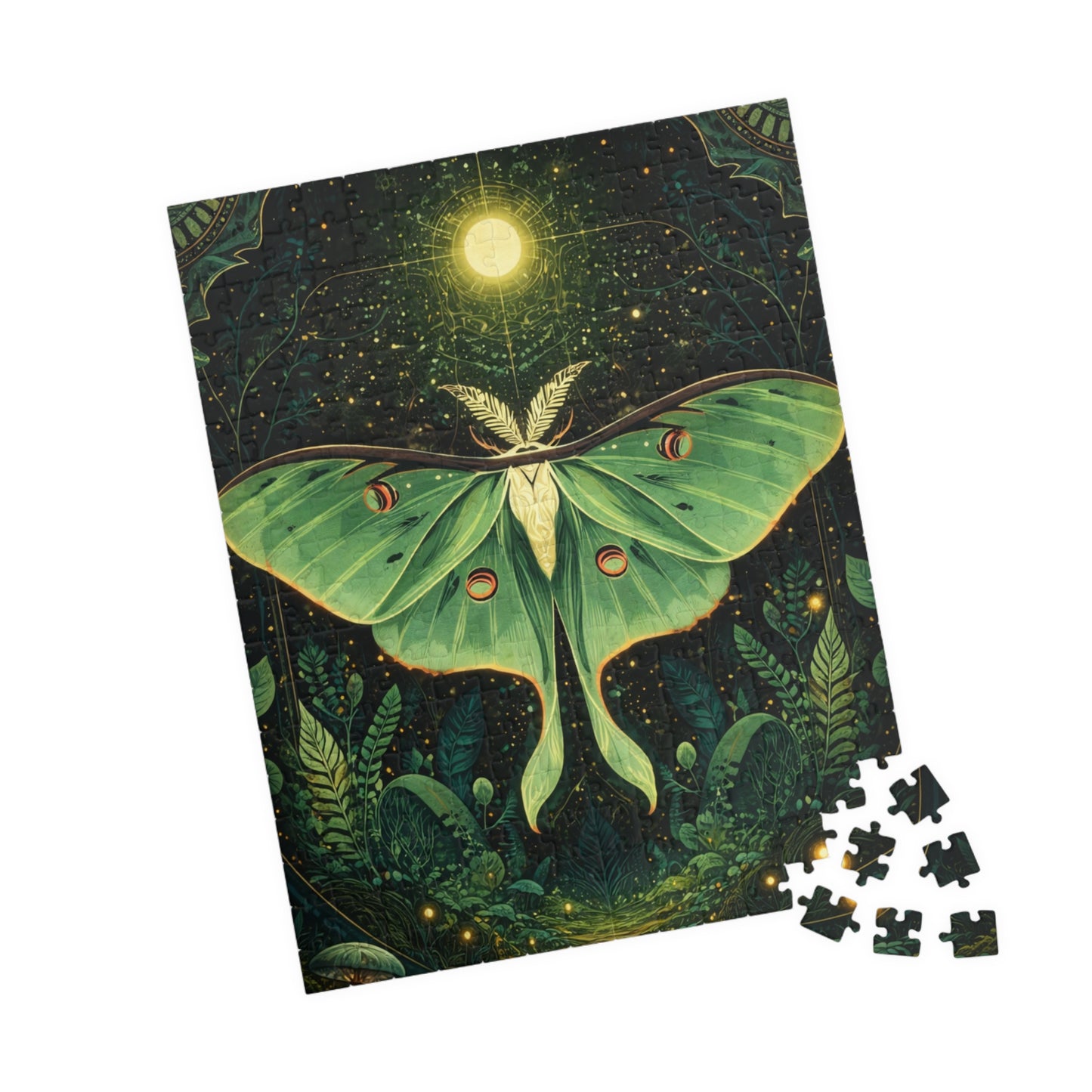 Luna Moth Tarot Illustration Puzzle | Moon Moth & Stars Jigsaw Puzzle