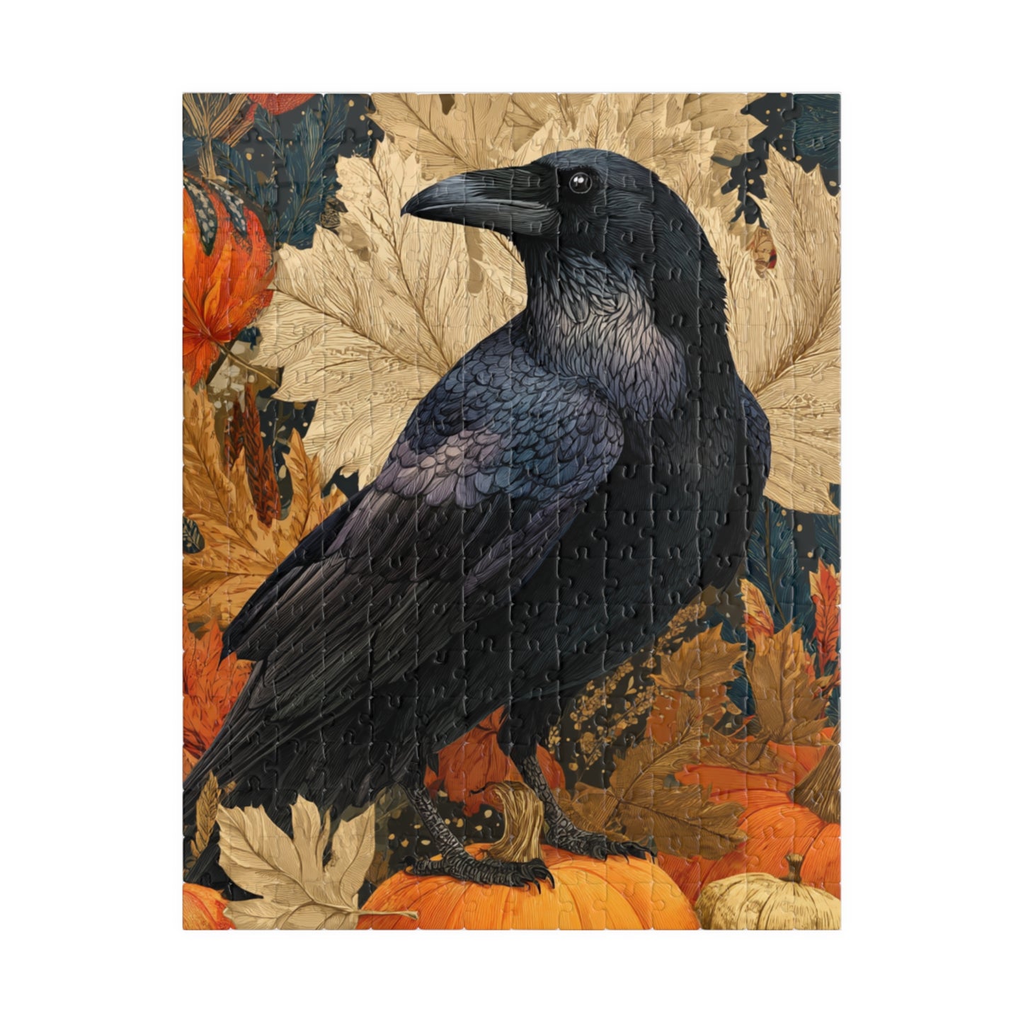 Raven on Autumn Pumpkins Puzzle