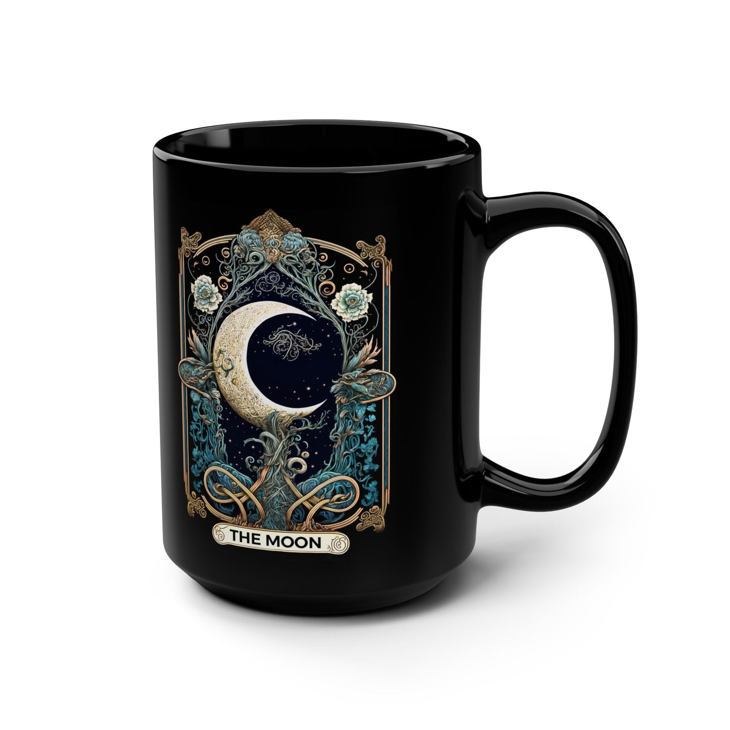 The Moon tarot art Mug | Black 15oz