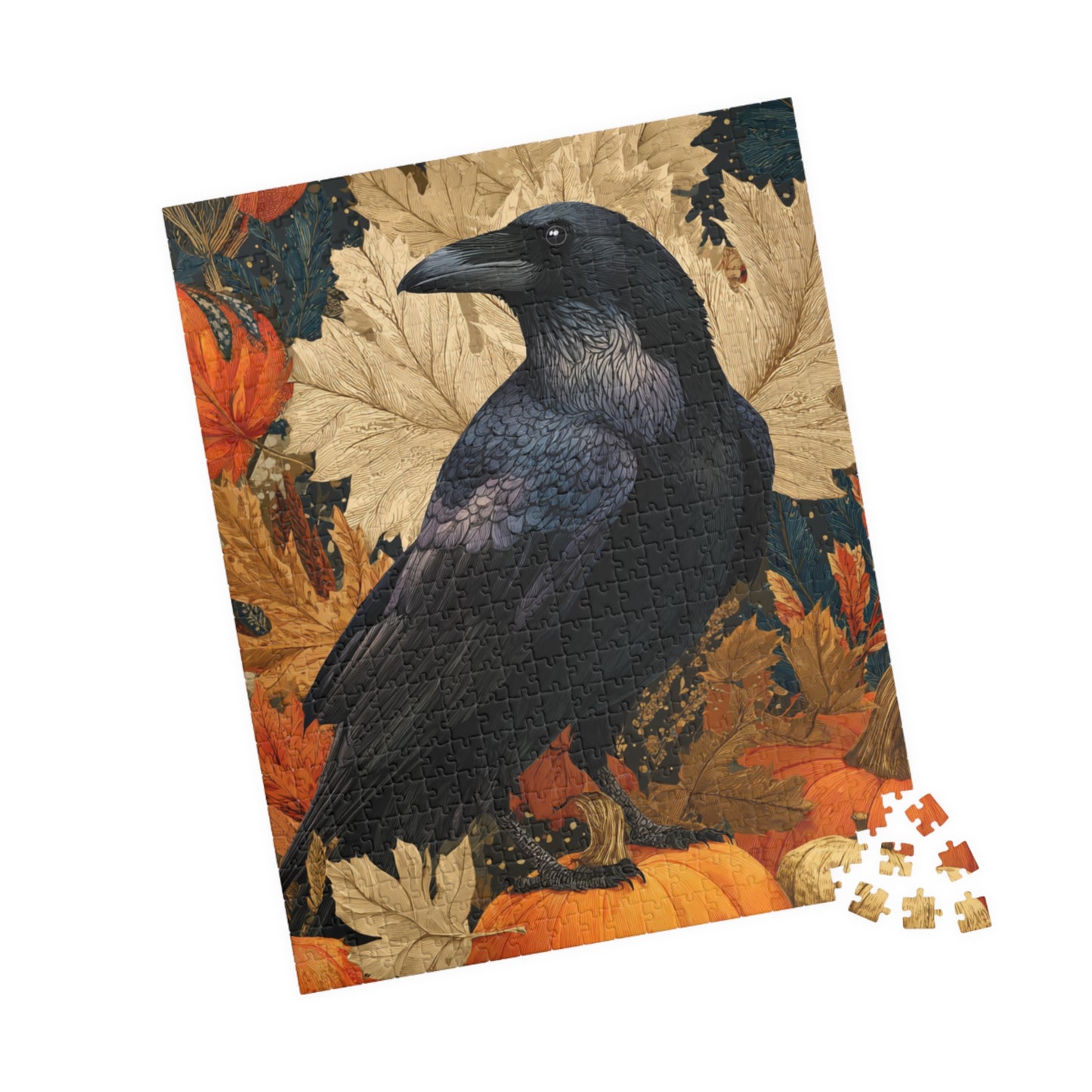 Raven on Autumn Pumpkins Puzzle