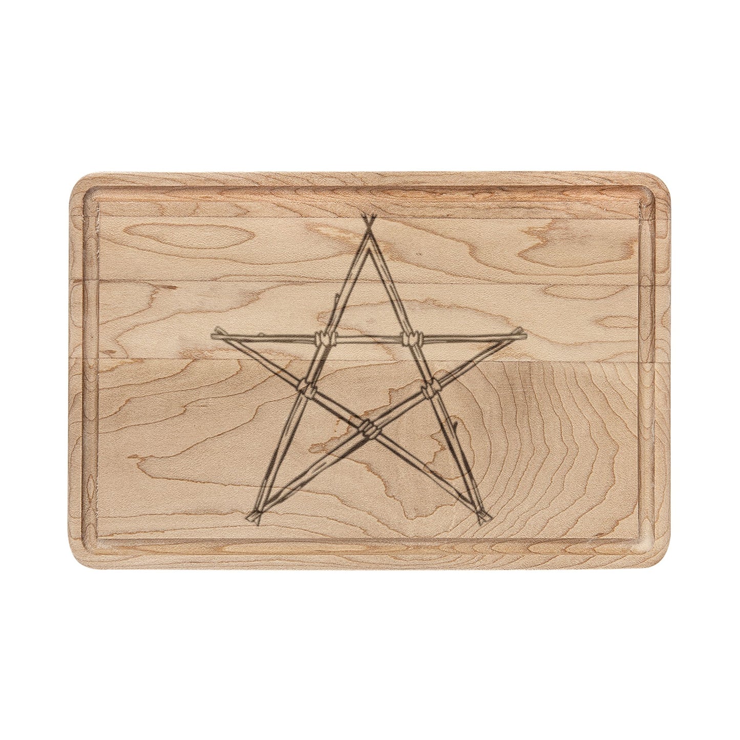 Rustic Pentagram Engraved Cutting Board | Wooden Cutting Board