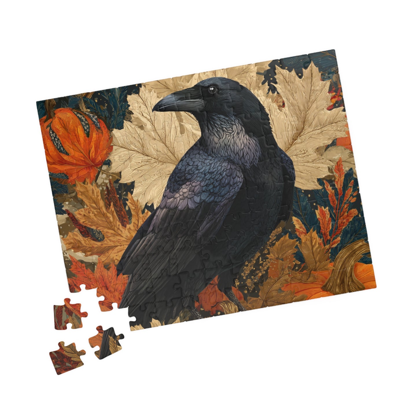 Raven on Autumn Pumpkins Puzzle
