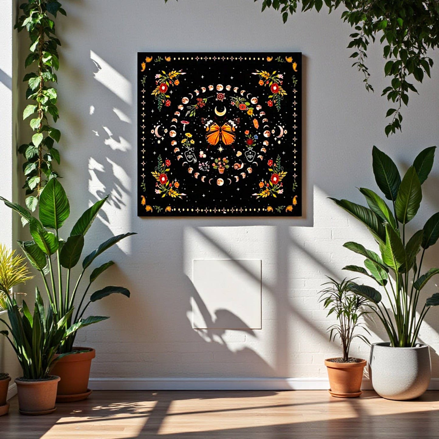 Funky Aura Boutique - Botanicals and Butterflies 29.5" x 29.5" Tapestry/Cloth