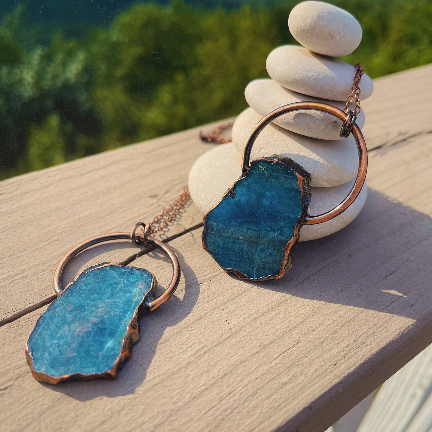 Peace Love Bling - Gemstone slab necklace