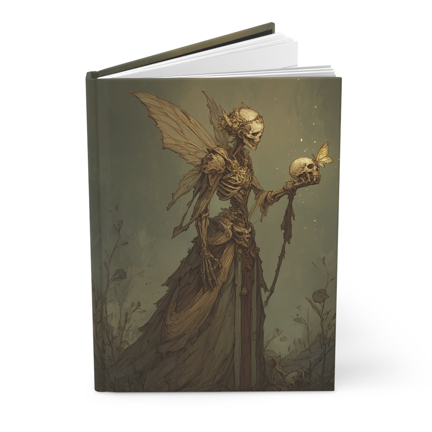 Introspective Skull Maiden, Hardcover Journal, Gothic Dead Fairy Notebook, Dark Diary, Artistic Work Gift, Dare to Discover Who You Are