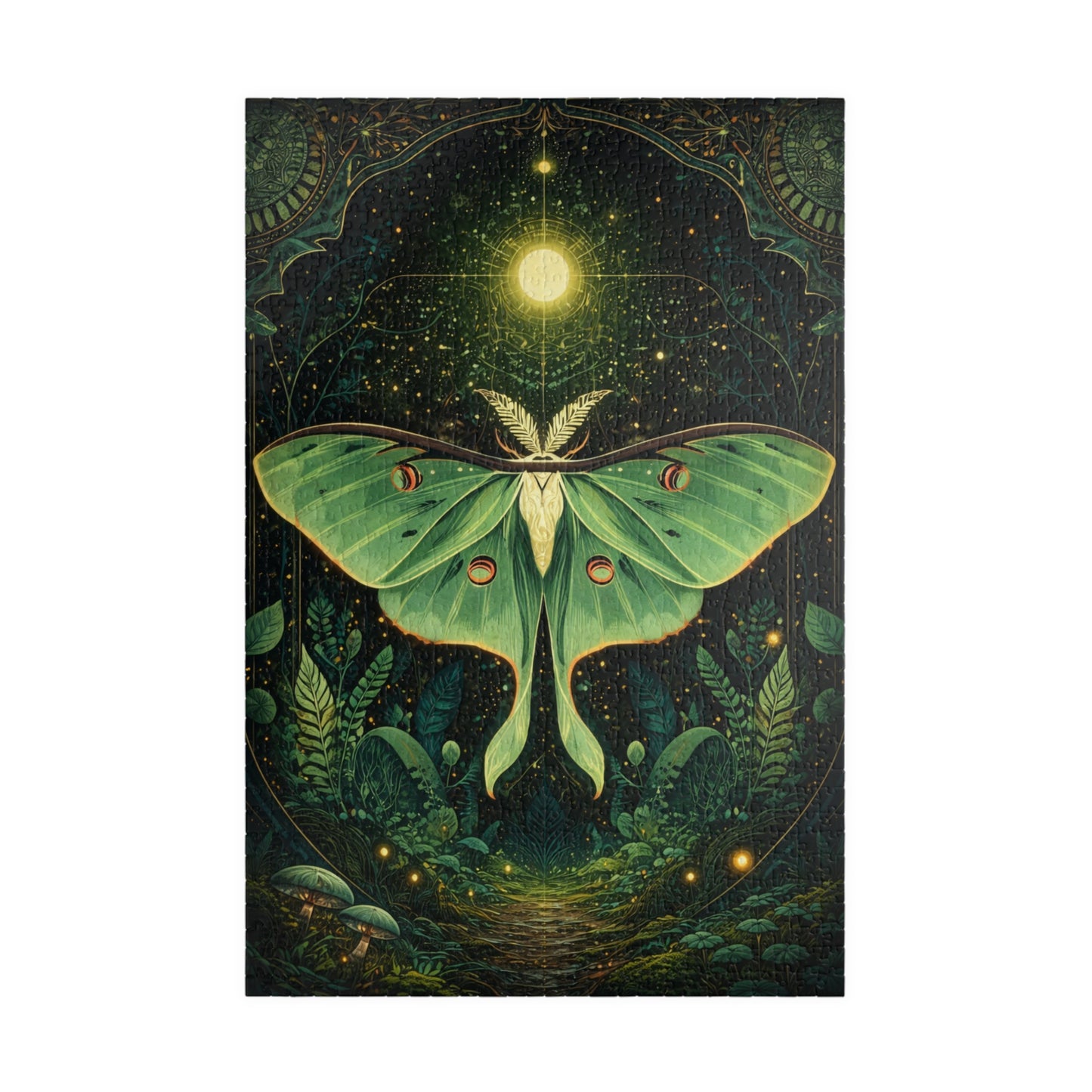Luna Moth Tarot Illustration Puzzle | Moon Moth & Stars Jigsaw Puzzle