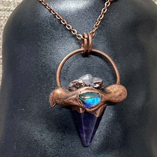 Peace Love Bling - Gaia sacred hexagon amethyst necklace