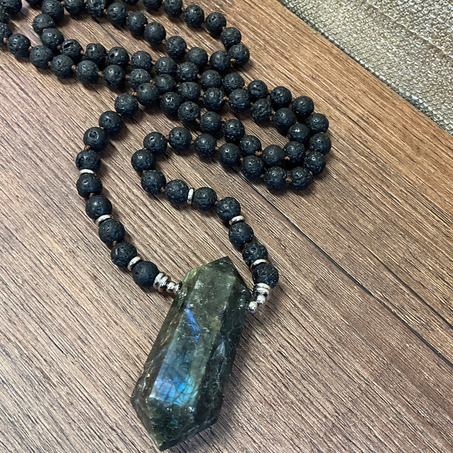 Peace Love Bling - Vesuvius Lava and Labradorite Necklace