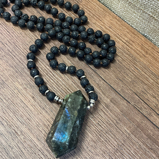 Peace Love Bling - Vesuvius Lava and Labradorite Necklace