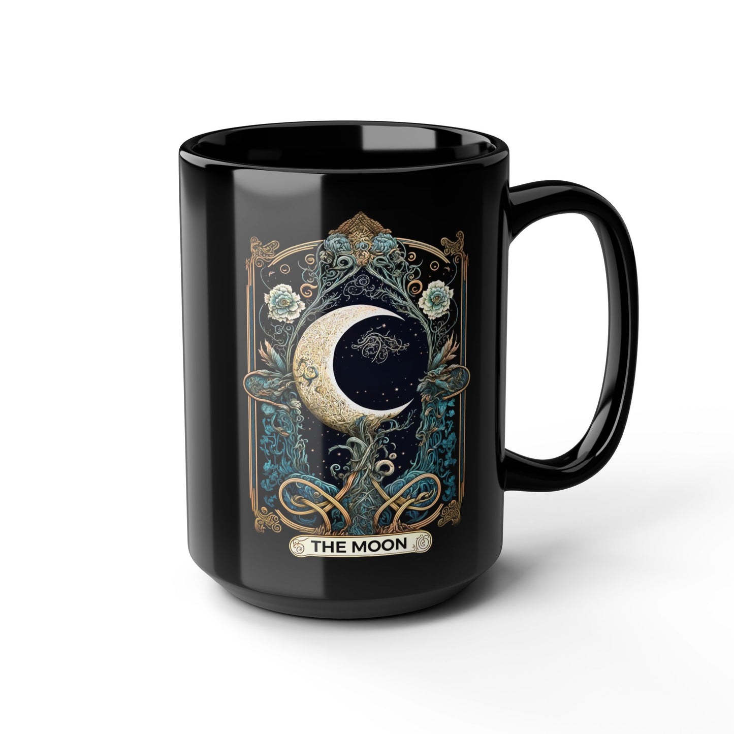 The Moon tarot art Mug | Black 15oz