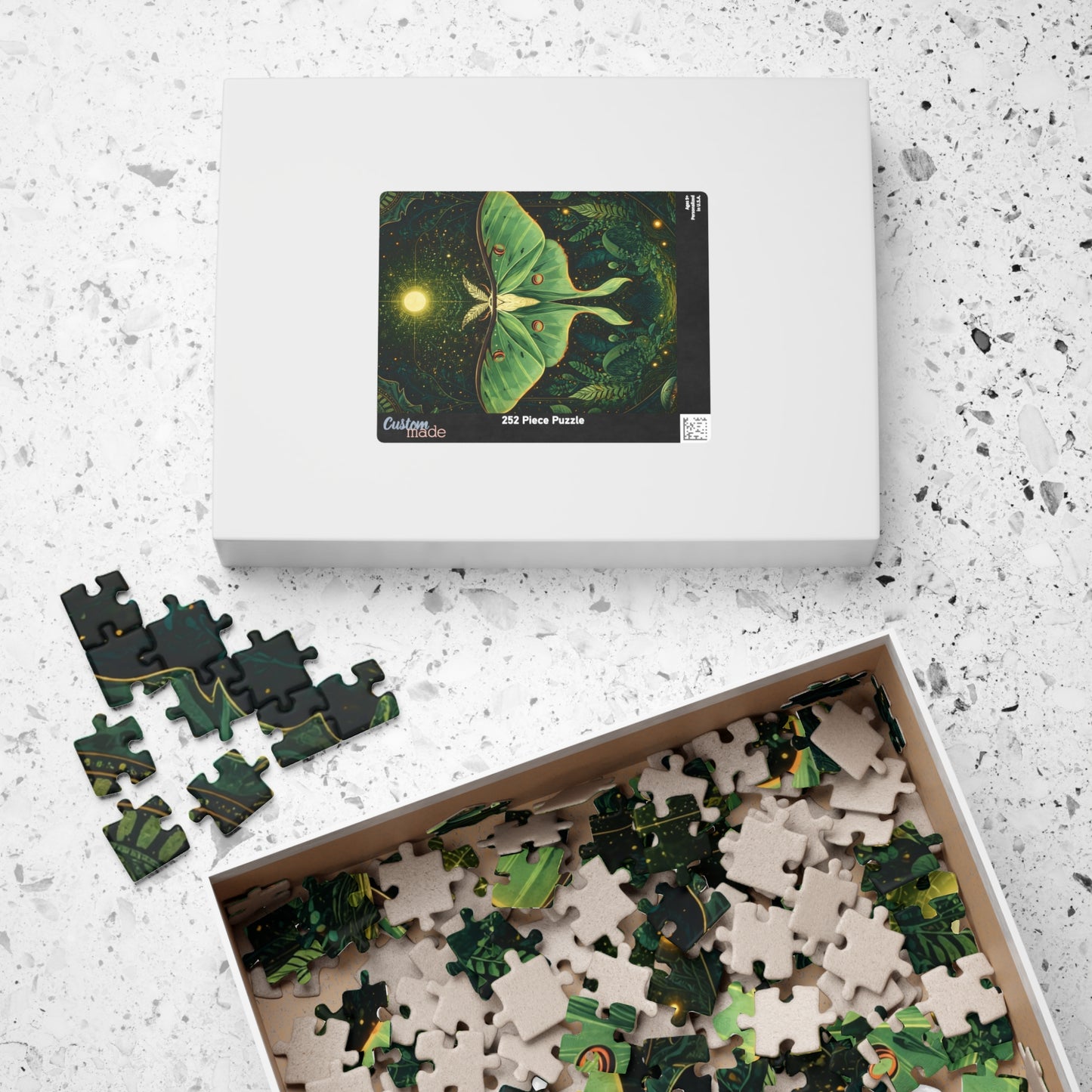 Luna Moth Tarot Illustration Puzzle | Moon Moth & Stars Jigsaw Puzzle