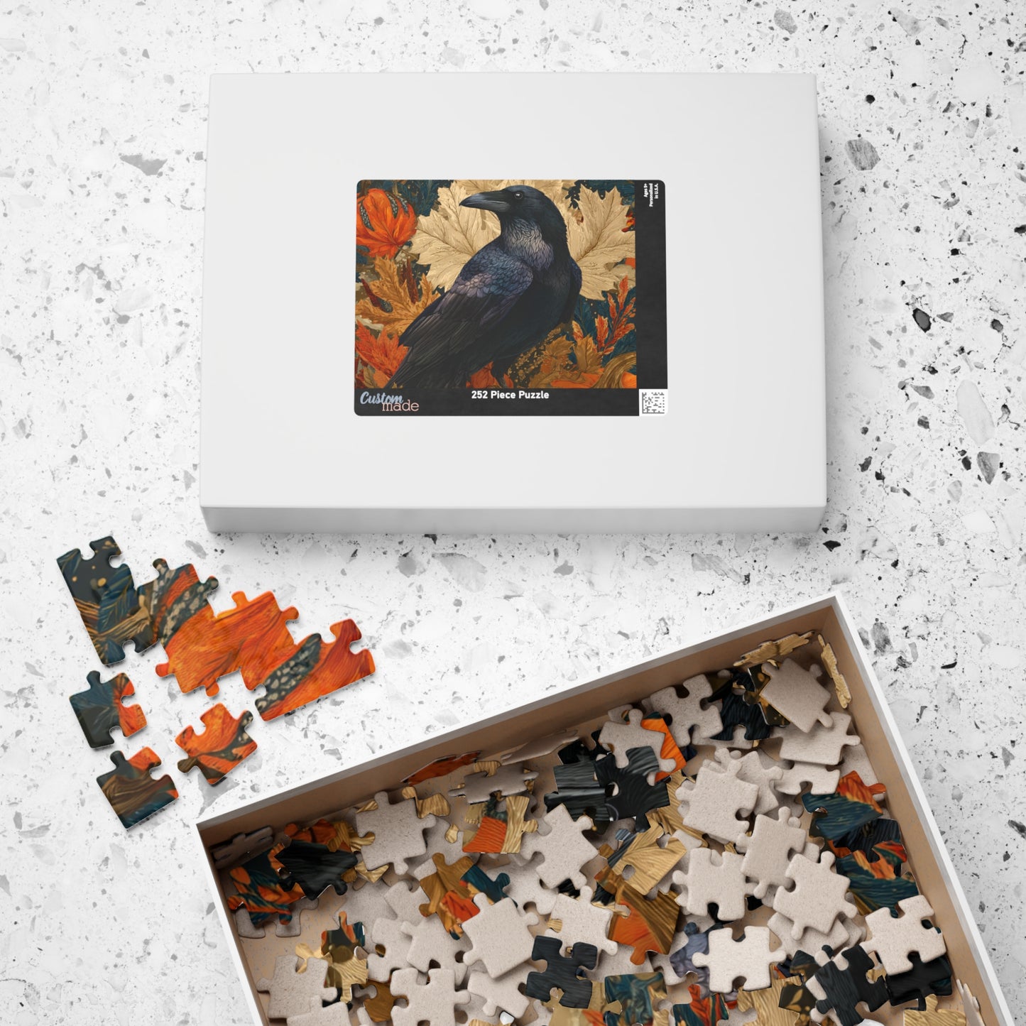Raven on Autumn Pumpkins Puzzle