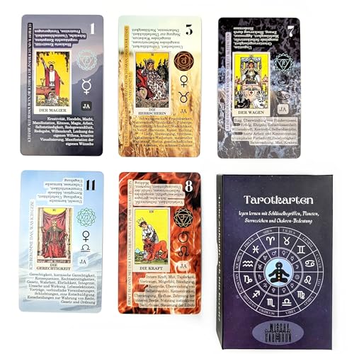 Witchy Cauldron Tarot Cards for Beginners with Meanings on Each Card — 78 Card Learning Tarot Deck with Guidebook, Reversed Meanings, Chakra, Zodiac & Planetary Symbols | Rider-Waite Style (English)