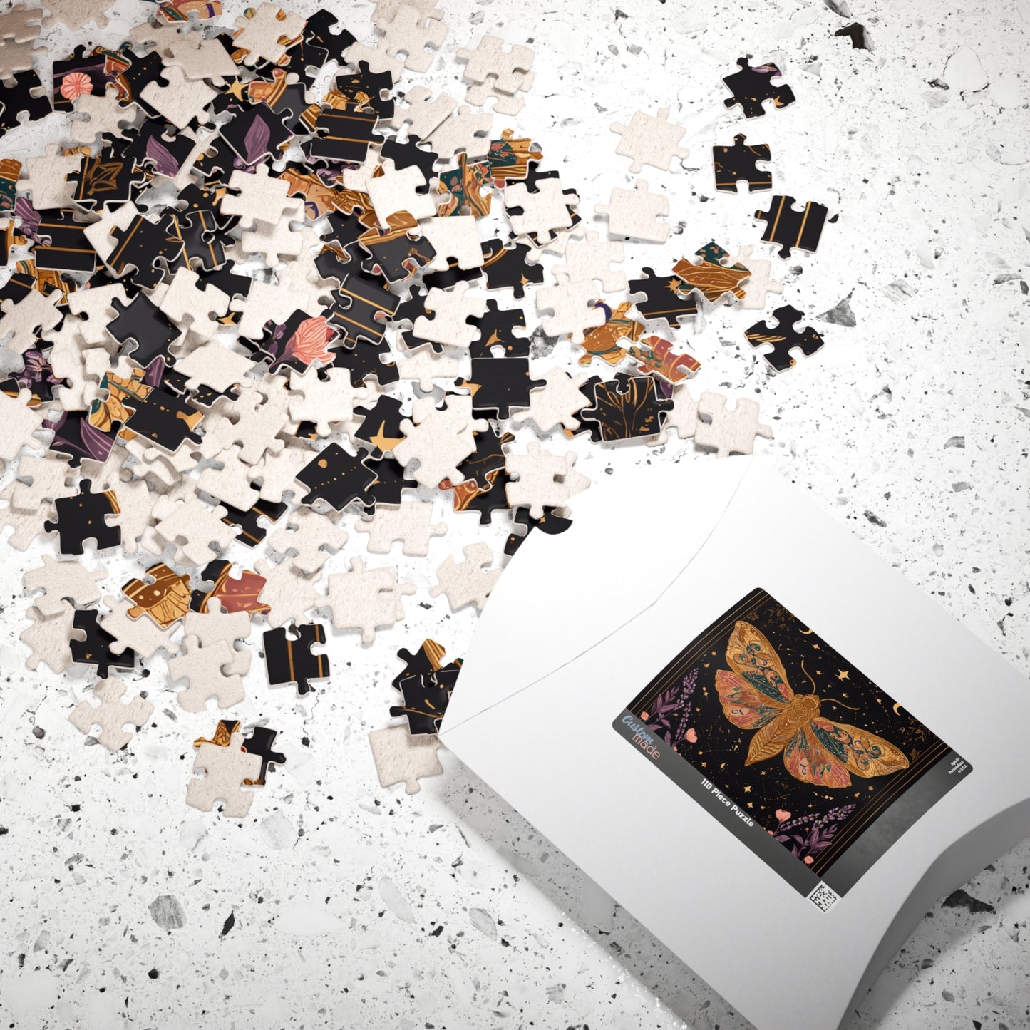 Golden Moth Tarot Illustration Puzzle | Moon & Stars 520-Piece Jigsaw
