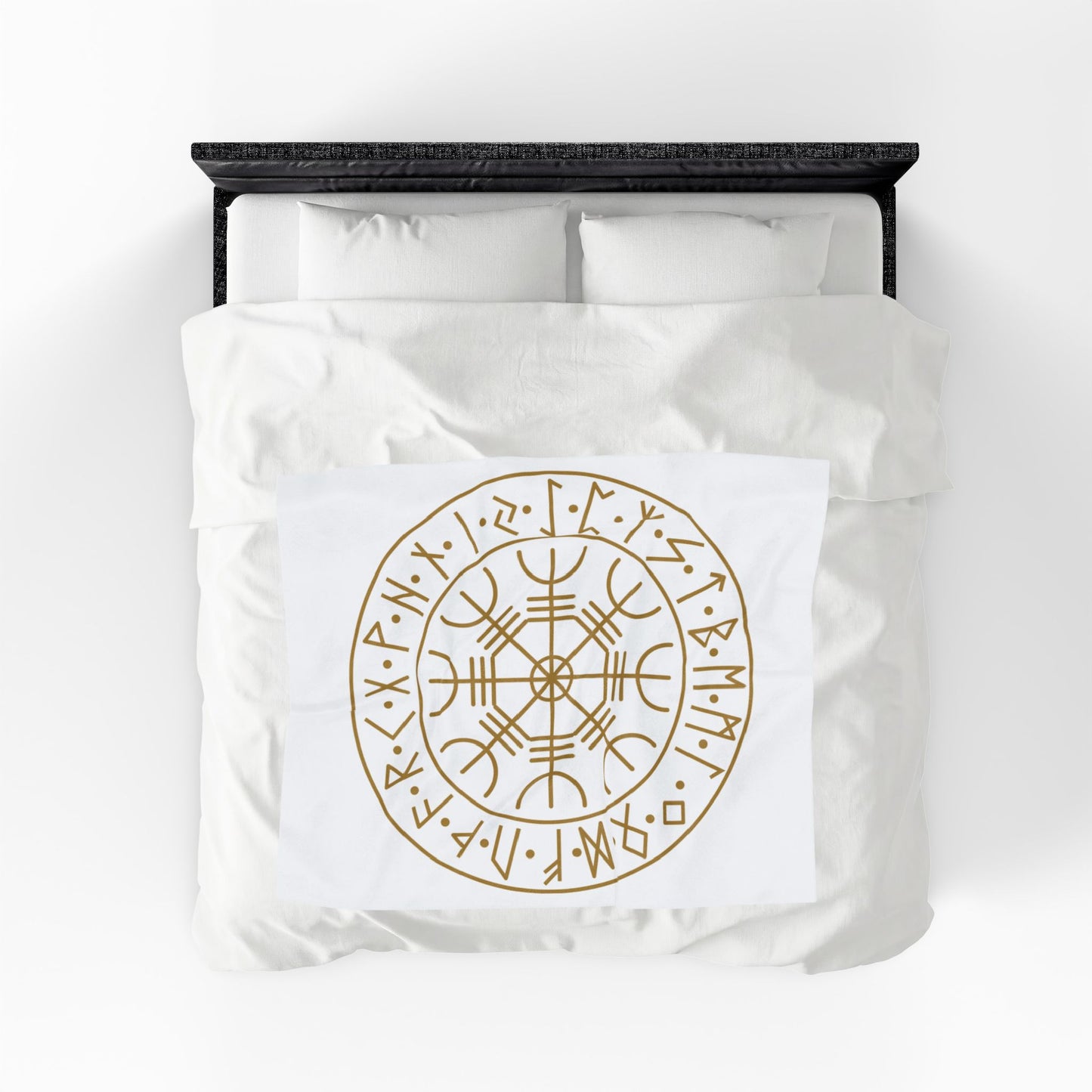 Vegvísir Norse Compass velveteen blanket | Viking rune circle, pagan protection symbol