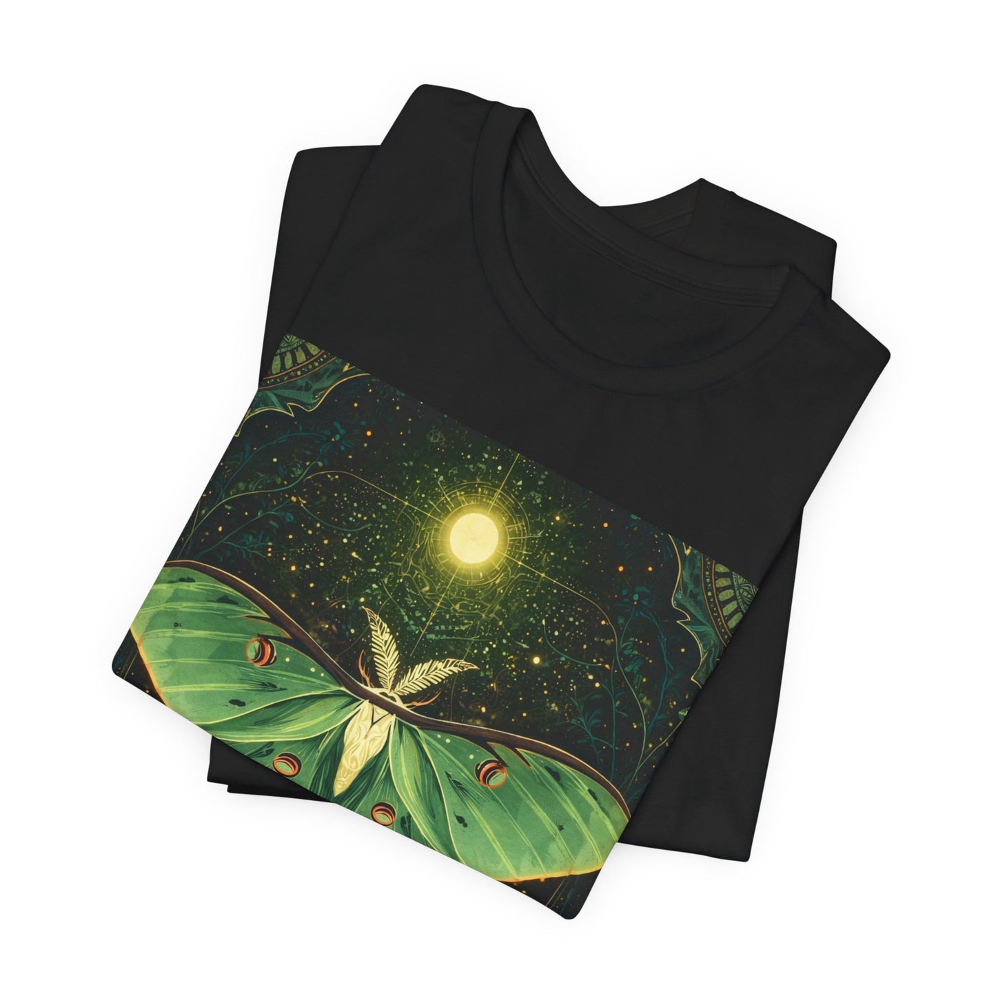 Luna Moth Graphic T-Shirt Green Nature Tee, Forest Witch Aesthetic Shirt, Boho Spiritual Clothing