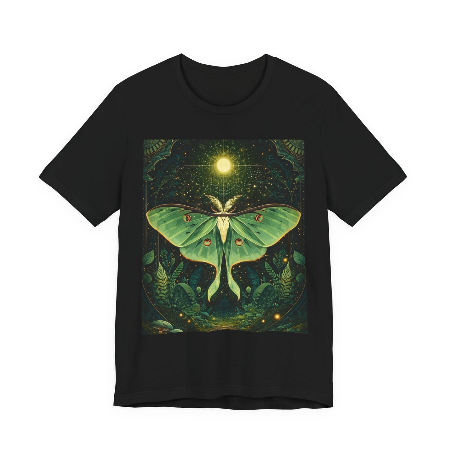 Luna Moth Graphic T-Shirt Green Nature Tee, Forest Witch Aesthetic Shirt, Boho Spiritual Clothing