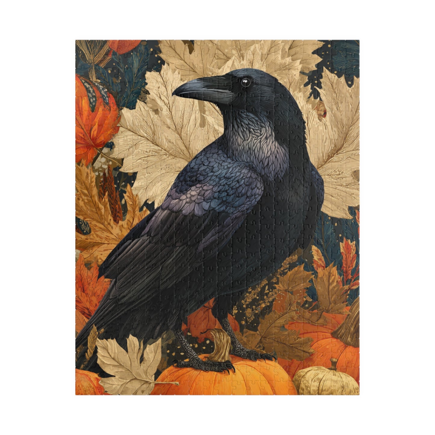 Raven on Autumn Pumpkins Puzzle