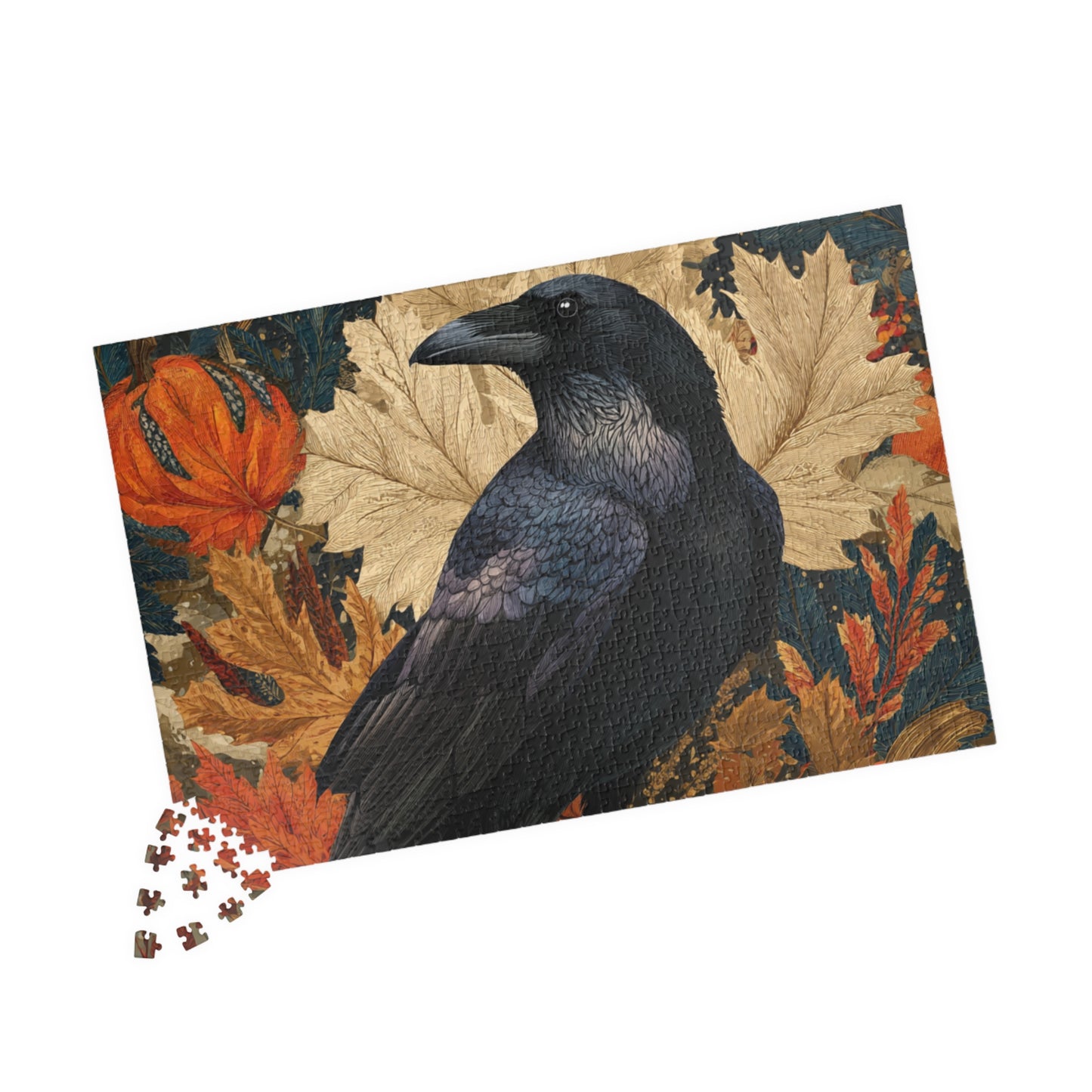Raven on Autumn Pumpkins Puzzle