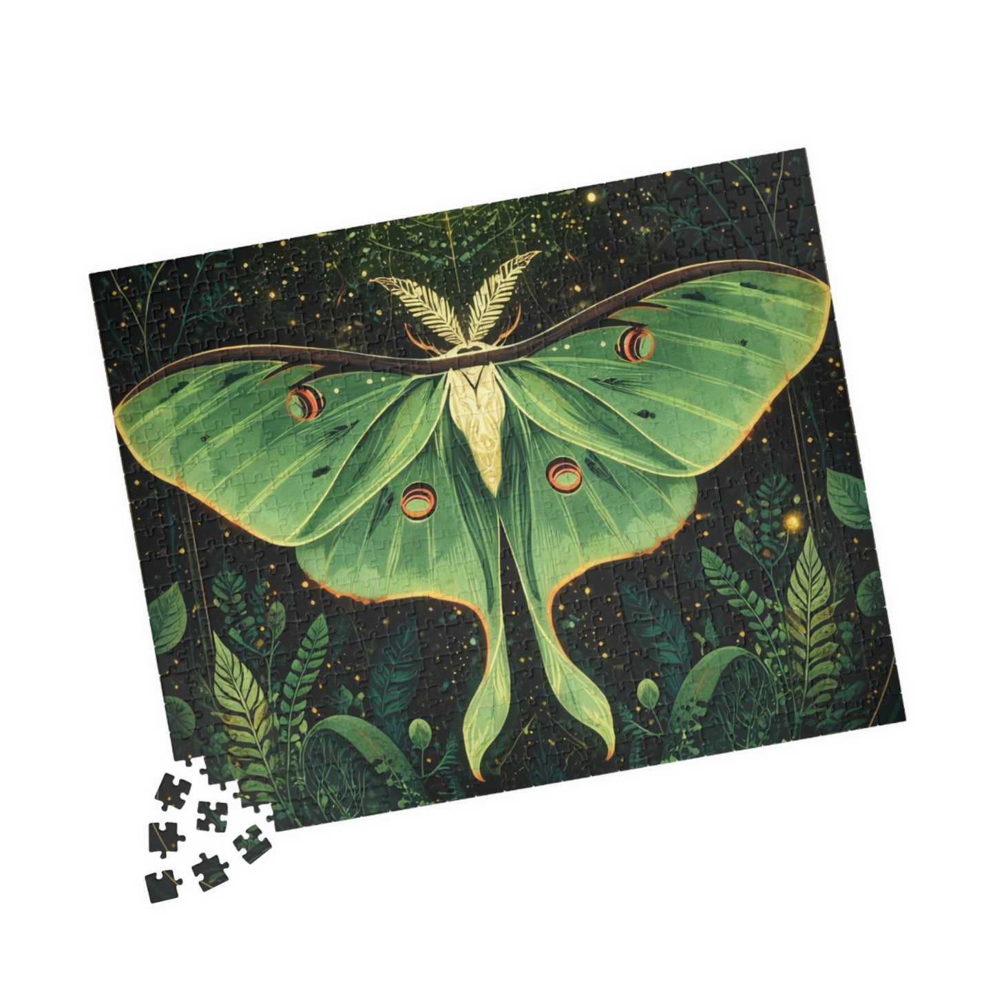 Luna Moth Tarot Illustration Puzzle | Moon Moth & Stars Jigsaw Puzzle