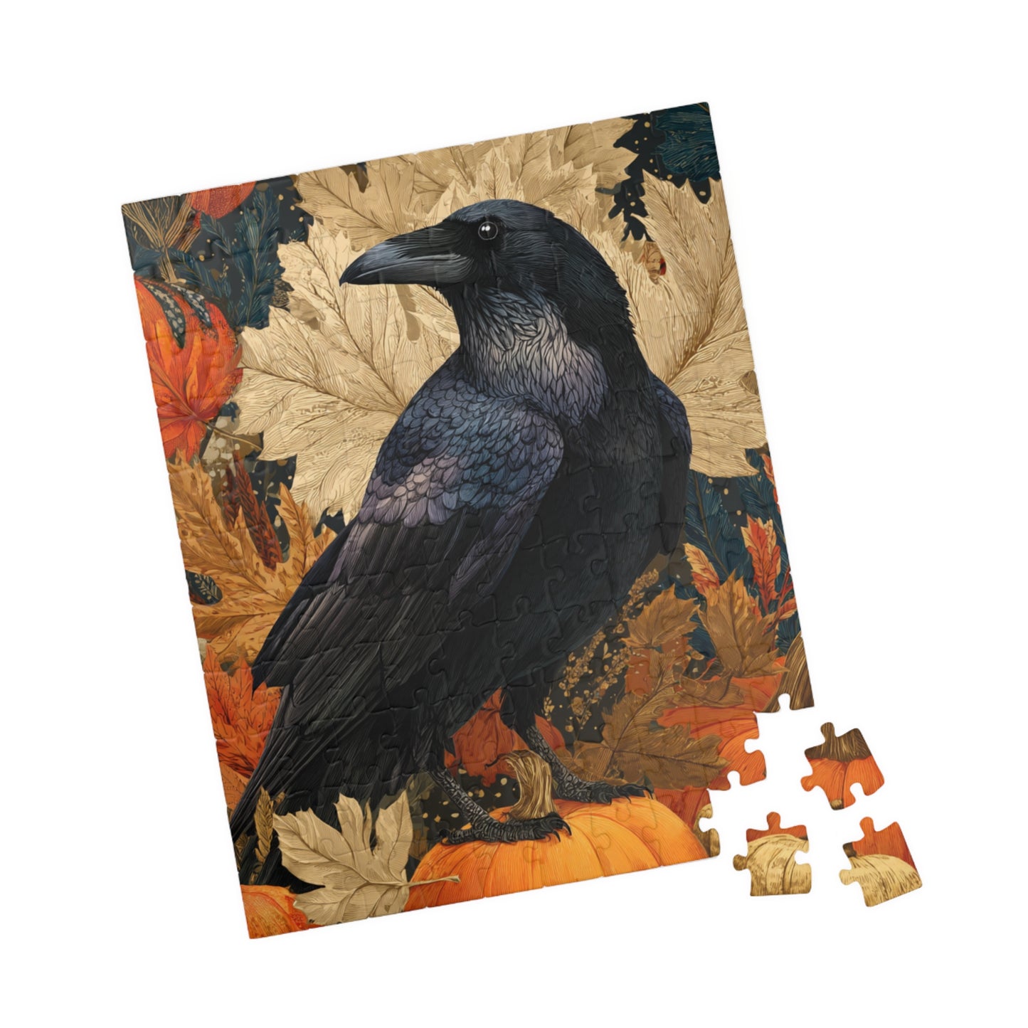 Raven on Autumn Pumpkins Puzzle