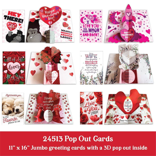 Novelty Closeout - Valentine's Day Pop Up Card Assortment- 6/Pack