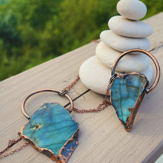 Peace Love Bling - Gemstone slab necklace