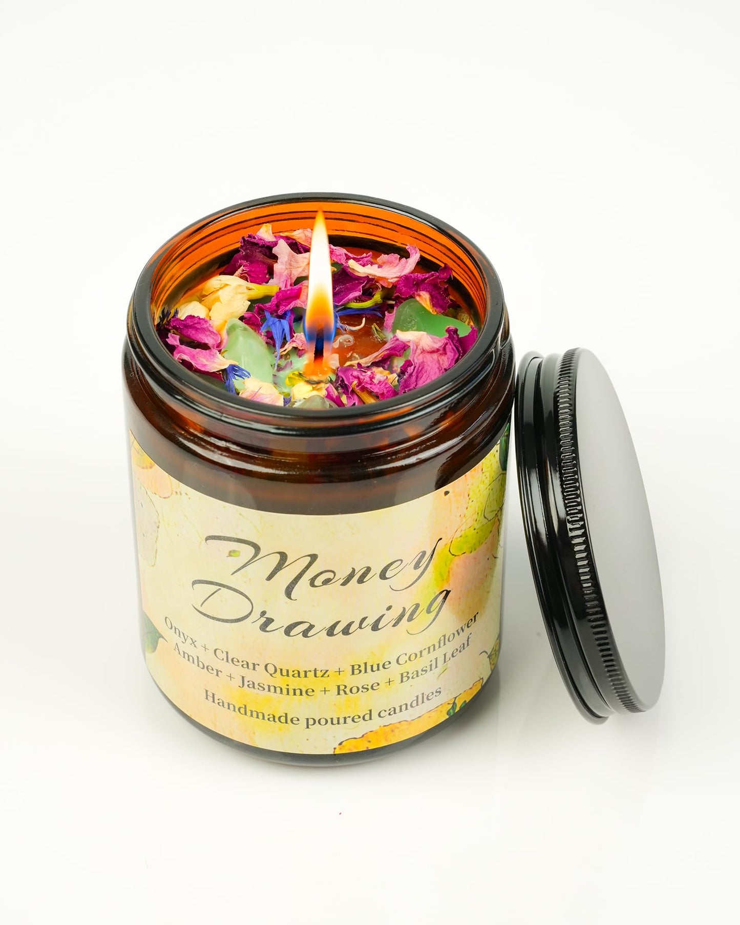 Natural Crystal Candle,Abundance, Crystal Ritual, Spiritual, Money Prosperity, Candle Spell.(Abundance)
