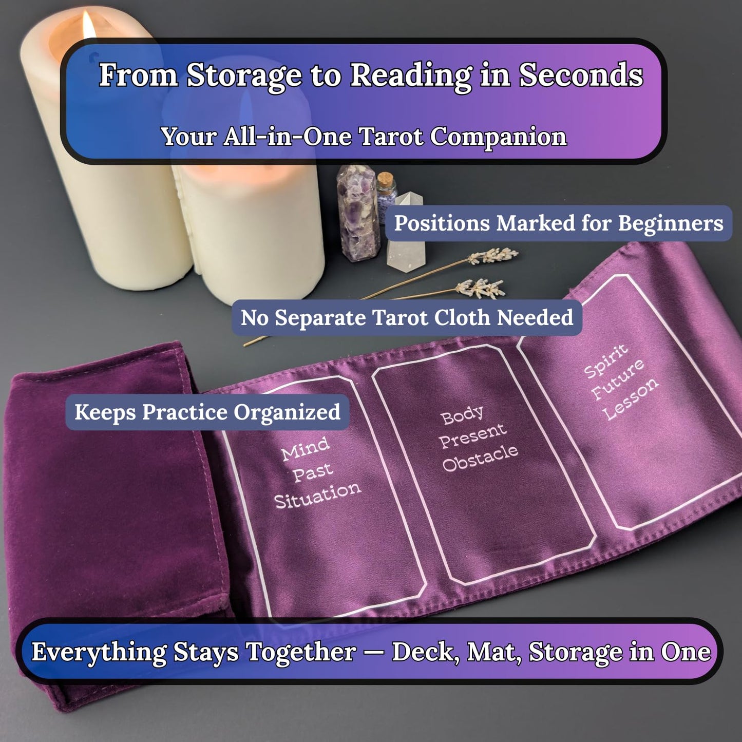 Witchy Cauldron Tarot Learning Set for Beginners: Learning Cards for Beginners, Satin Deck Holder and Journal for with Raider Waite (Blue)