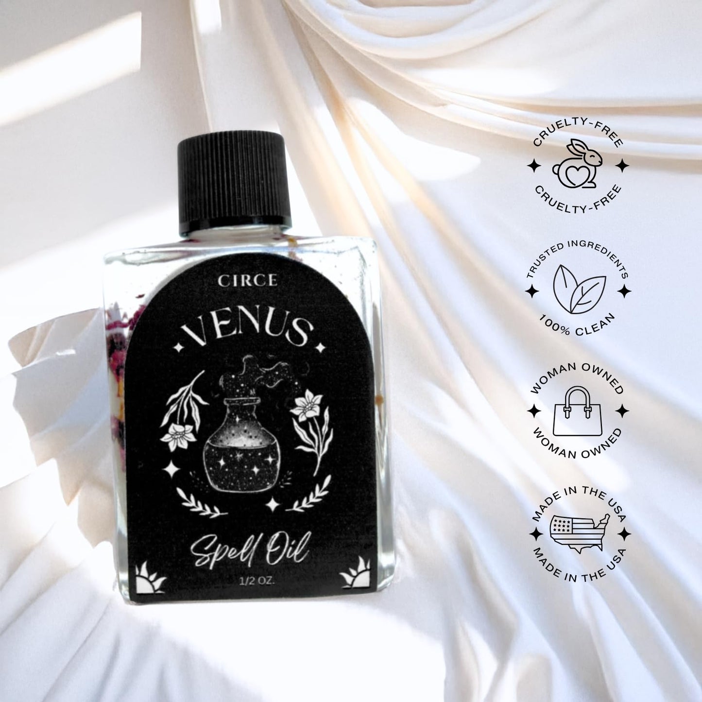 CIRCE Evil Eye Protection Spell Oil - Energy Protection & Defensive Layer - Add to Bath, Use in Rituals, Wear as Fragrance to Align w/Desires- Coconut Oil, Rosemary, Rue, and Hyssop. - 1/2oz