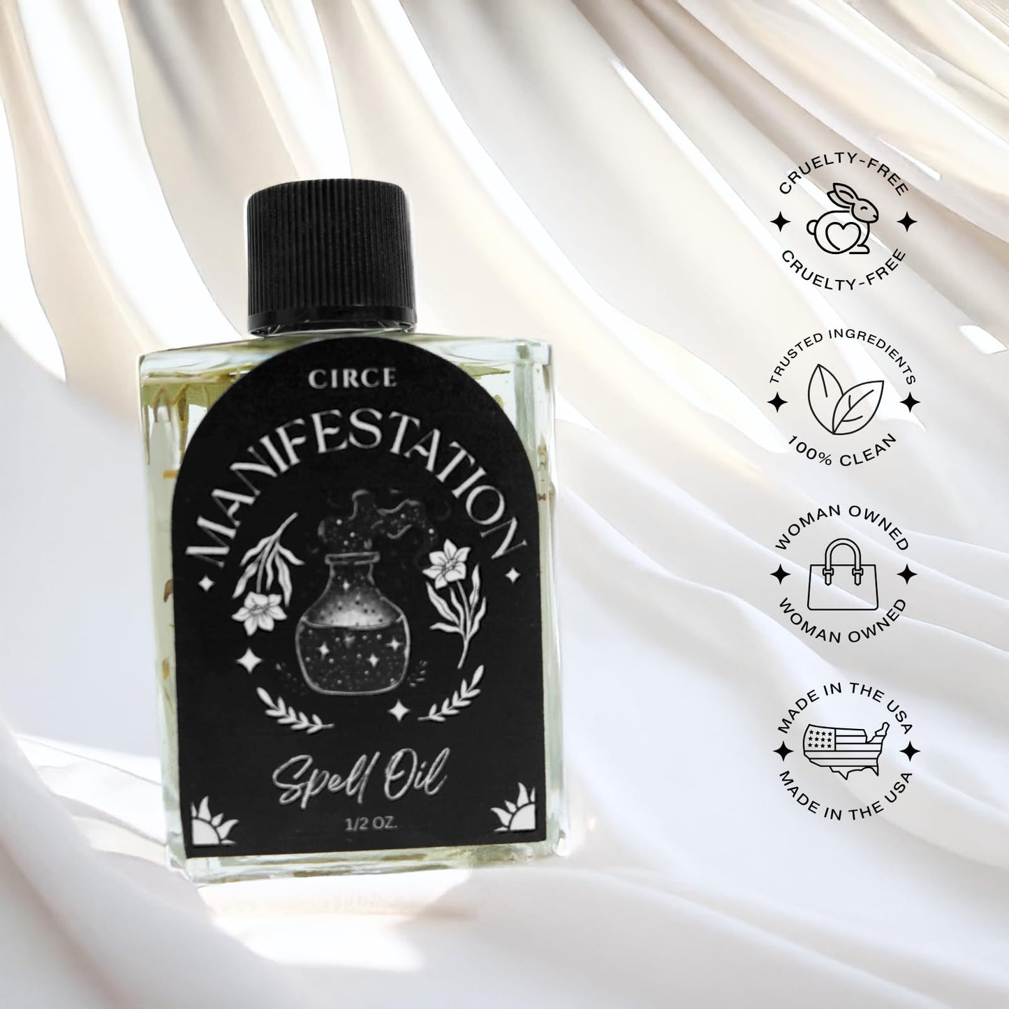 CIRCE Evil Eye Protection Spell Oil - Energy Protection & Defensive Layer - Add to Bath, Use in Rituals, Wear as Fragrance to Align w/Desires- Coconut Oil, Rosemary, Rue, and Hyssop. - 1/2oz