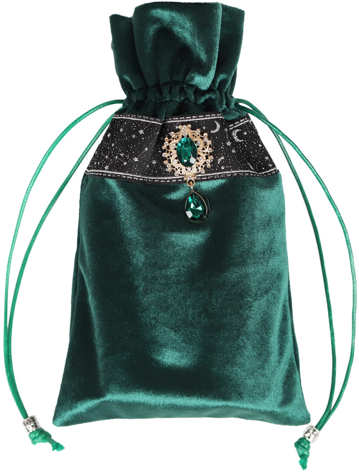 Tarot Cards Bag Divination Tablecloth Star River Lace Thickened Velvet Back Particle Bottom with Tarot Pouch (Green)