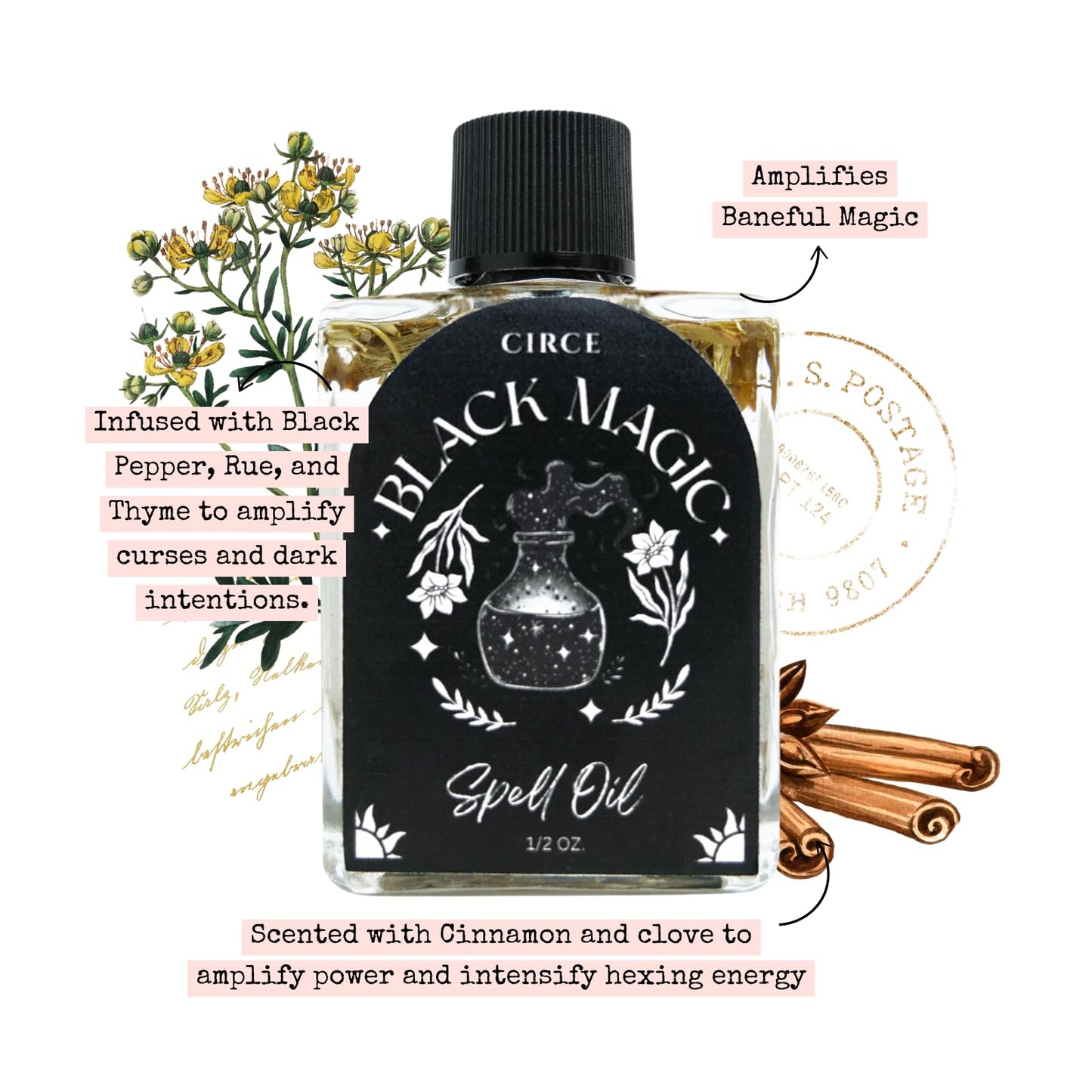 CIRCE Evil Eye Protection Spell Oil - Energy Protection & Defensive Layer - Add to Bath, Use in Rituals, Wear as Fragrance to Align w/Desires- Coconut Oil, Rosemary, Rue, and Hyssop. - 1/2oz