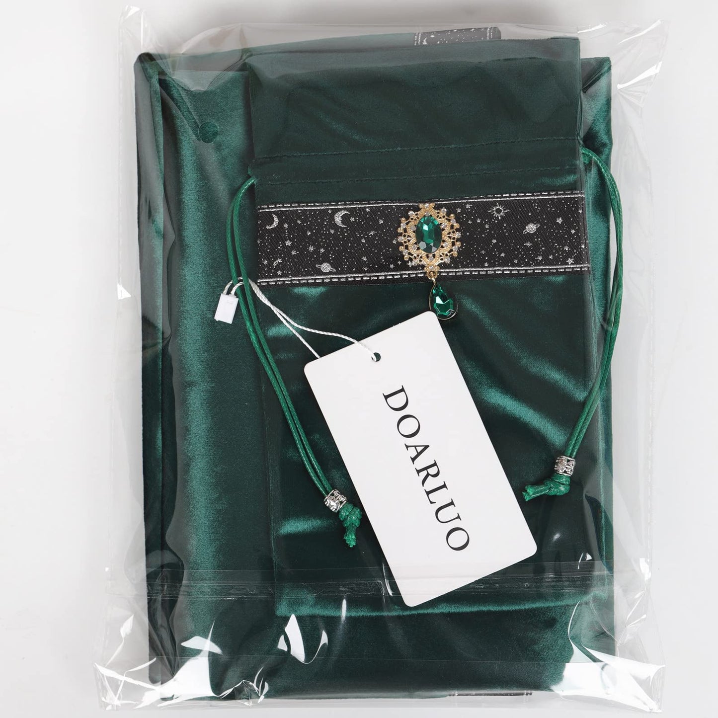 Tarot Cards Bag Divination Tablecloth Star River Lace Thickened Velvet Back Particle Bottom with Tarot Pouch (Green)