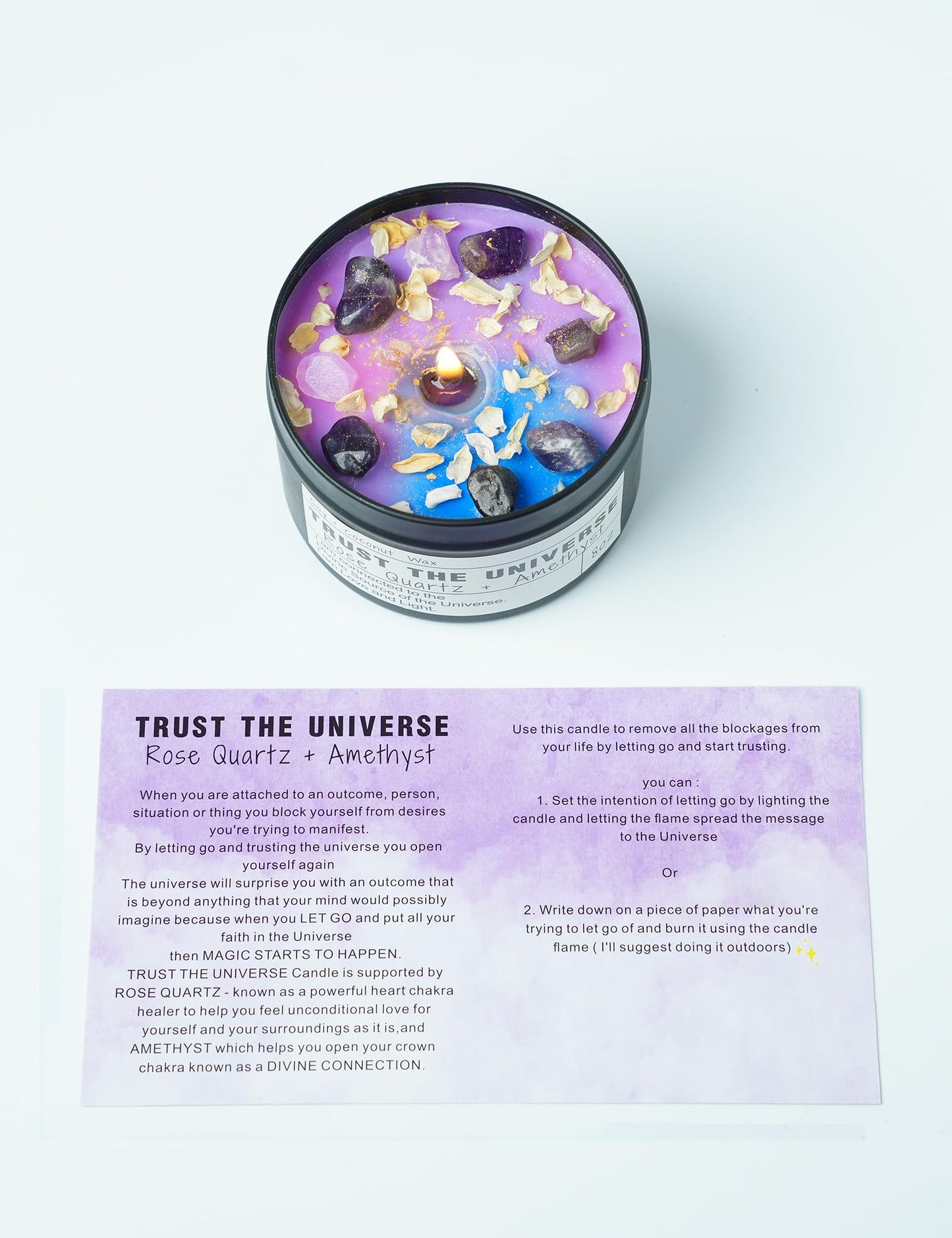 Healing Candles, Manifestation Magical Candles, Energy, Chakras, Law of Attraction, Gifts to Empower Women, Birthday Graduation Gifts, Emotional Support. (Trust The Universe)