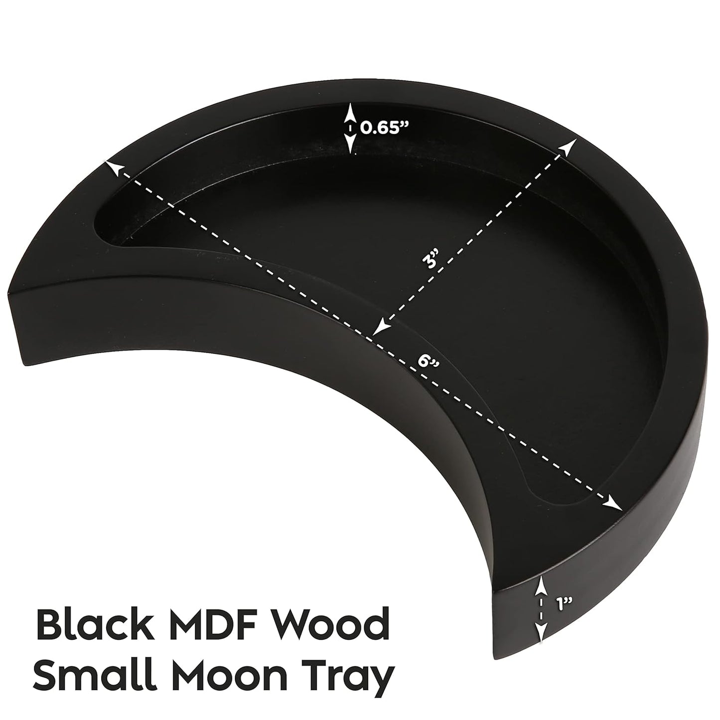 Curawood Crescent Moon Wooden Tray – Crystal Display & Charging Dish for Gems & Healing Stones (6” x 3”)