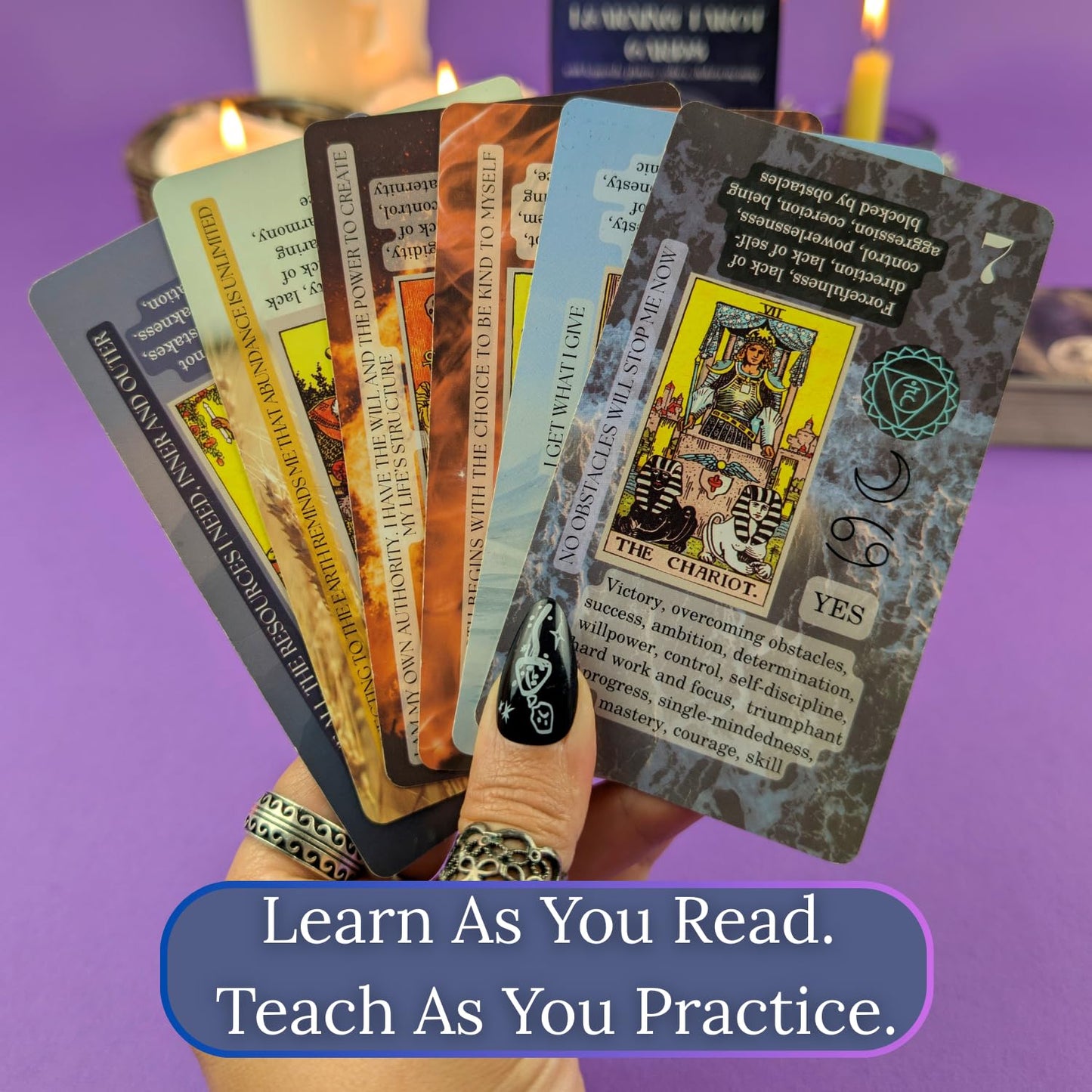 Witchy Cauldron Tarot Cards for Beginners with Meanings on Each Card — 78 Card Learning Tarot Deck with Guidebook, Reversed Meanings, Chakra, Zodiac & Planetary Symbols | Rider-Waite Style (English)