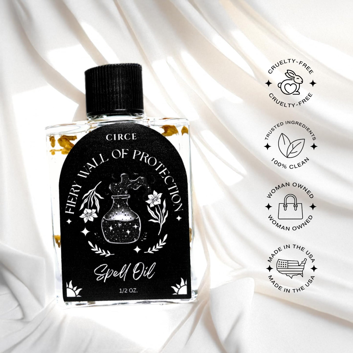 CIRCE Evil Eye Protection Spell Oil - Energy Protection & Defensive Layer - Add to Bath, Use in Rituals, Wear as Fragrance to Align w/Desires- Coconut Oil, Rosemary, Rue, and Hyssop. - 1/2oz