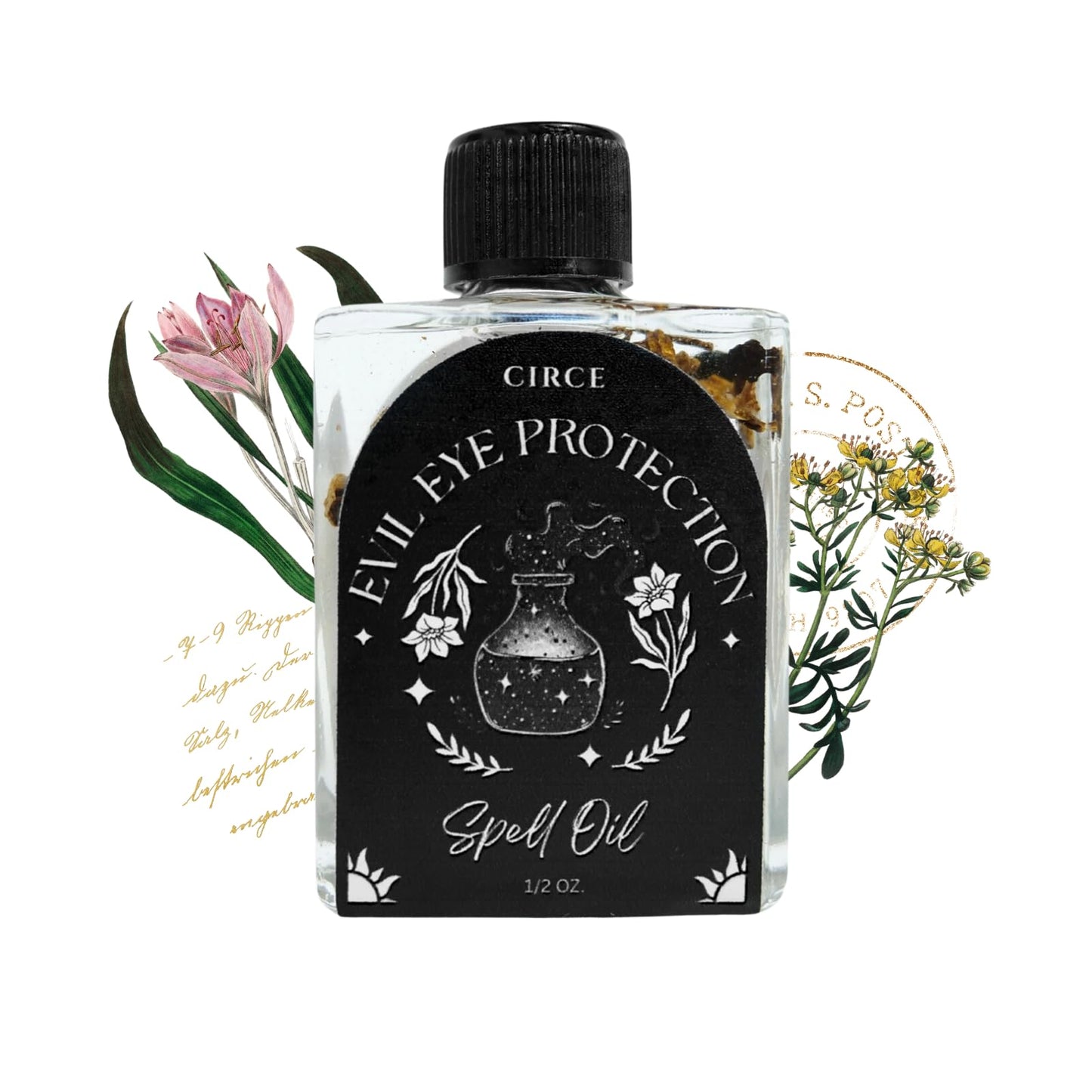 CIRCE Evil Eye Protection Spell Oil - Energy Protection & Defensive Layer - Add to Bath, Use in Rituals, Wear as Fragrance to Align w/Desires- Coconut Oil, Rosemary, Rue, and Hyssop. - 1/2oz