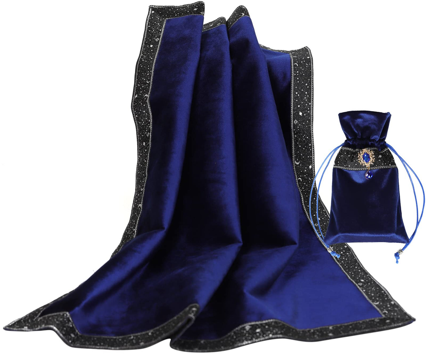Tarot Cards Bag Divination Tablecloth Star River Lace Thickened Velvet Back Particle Bottom with Tarot Pouch (Green)
