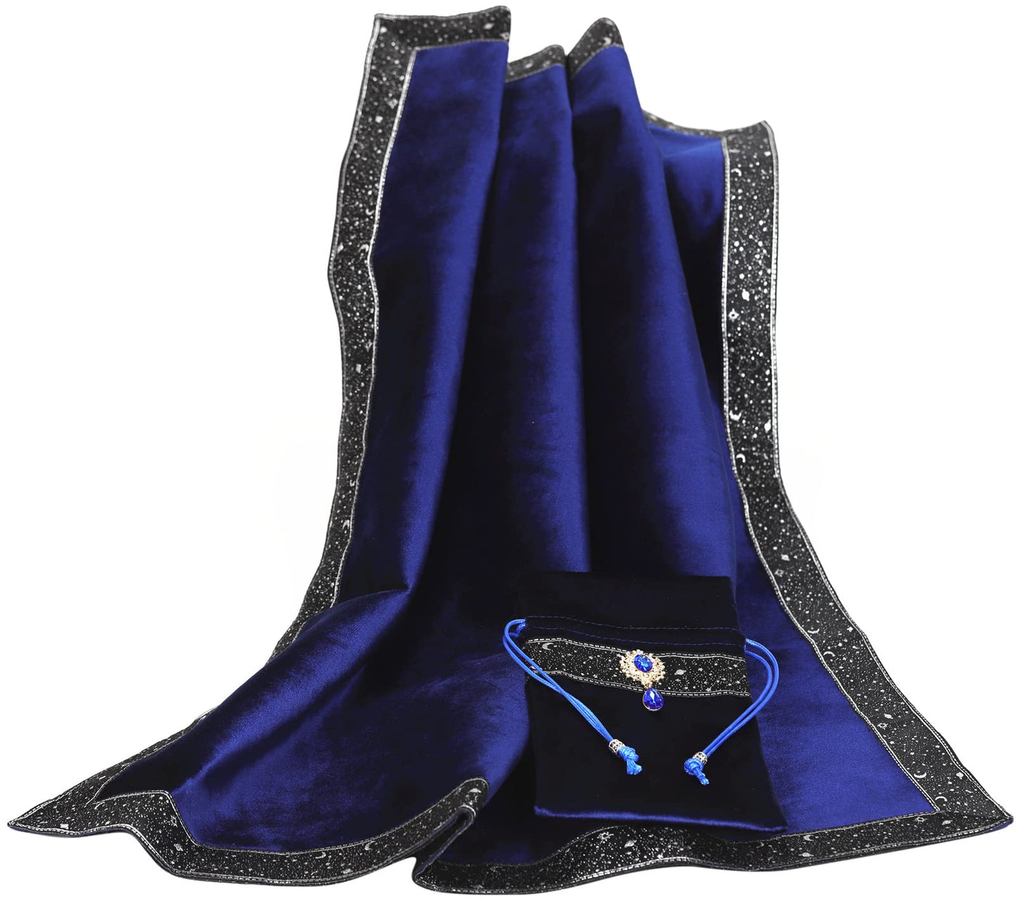 Tarot Cards Bag Divination Tablecloth Star River Lace Thickened Velvet Back Particle Bottom with Tarot Pouch (Green)