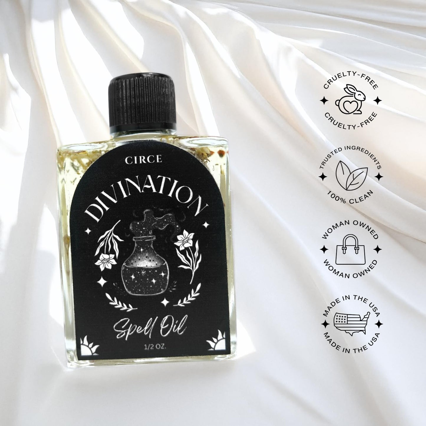 CIRCE Evil Eye Protection Spell Oil - Energy Protection & Defensive Layer - Add to Bath, Use in Rituals, Wear as Fragrance to Align w/Desires- Coconut Oil, Rosemary, Rue, and Hyssop. - 1/2oz